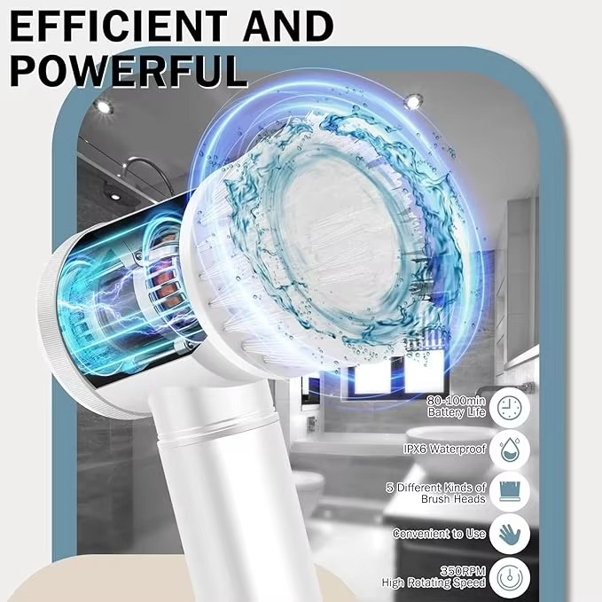 Magic Brush Wireless Battery Cleaning Brush Bathtub Tile Professional Cleaning Brush Rechargeable