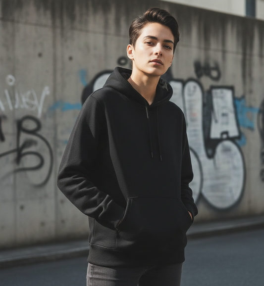 Black Polyester Hoodie – Warm, Soft & Stylish | Unisex Casual Wear for Winter & Everyday Comfort - Extra Large