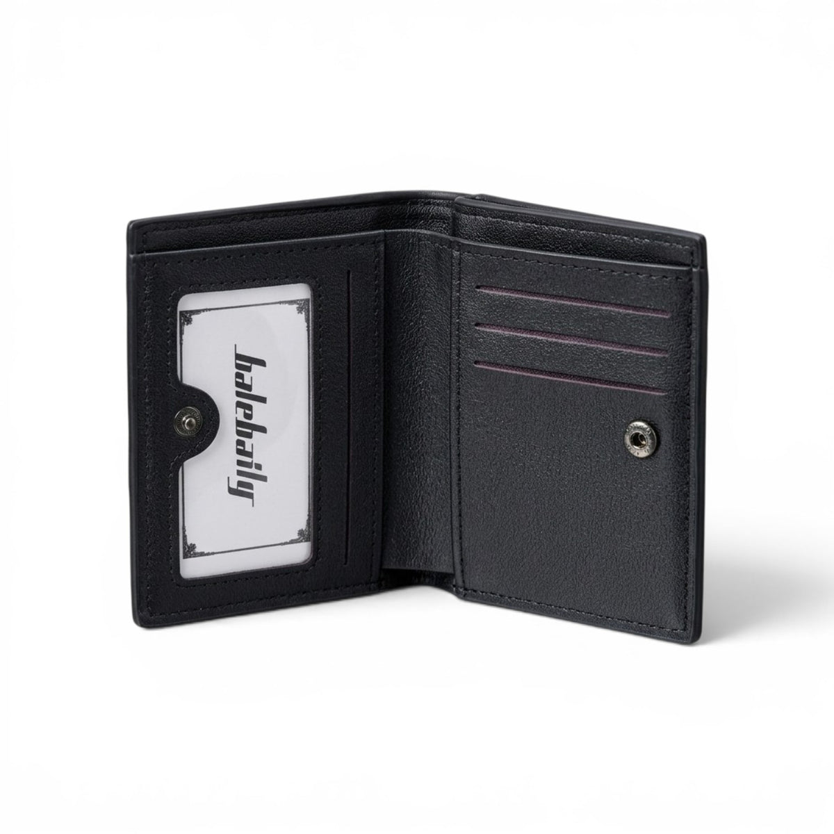 Balebaily Croc Texture Bifold Wallet – Compact Card Holder with ID Window, Cash Pocket & Tuck Lock - Black