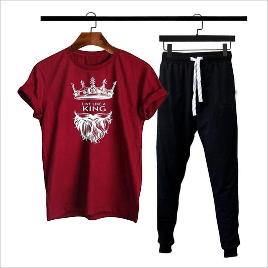 Premium Micro Men’s Tracksuit King Print – Comfortable Sportswear | Gym & Workout Suit - Extra Large, Black