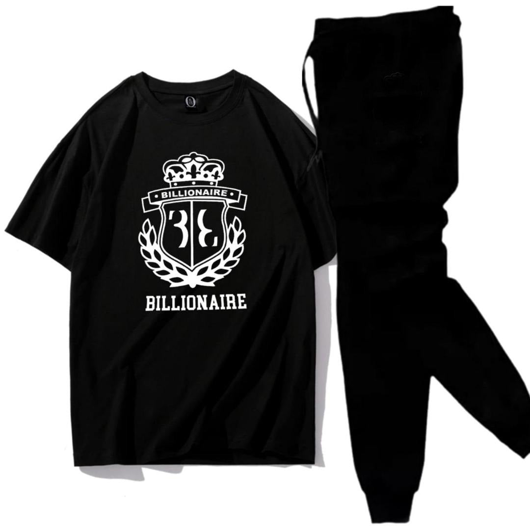 Premium Micro Men’s Tracksuit Billionaire Print – Comfortable Sportswear | Gym & Workout Suit - Extra Large, Black