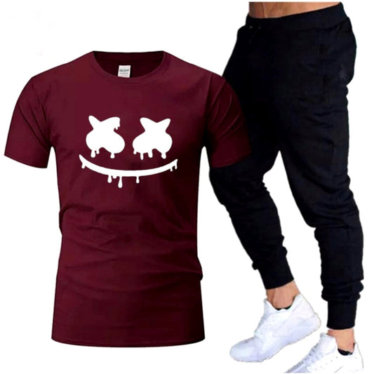 Premium Micro Men’s Tracksuit Smile Face Print – Comfortable Sportswear | Gym & Workout Suit - Extra Large, Black
