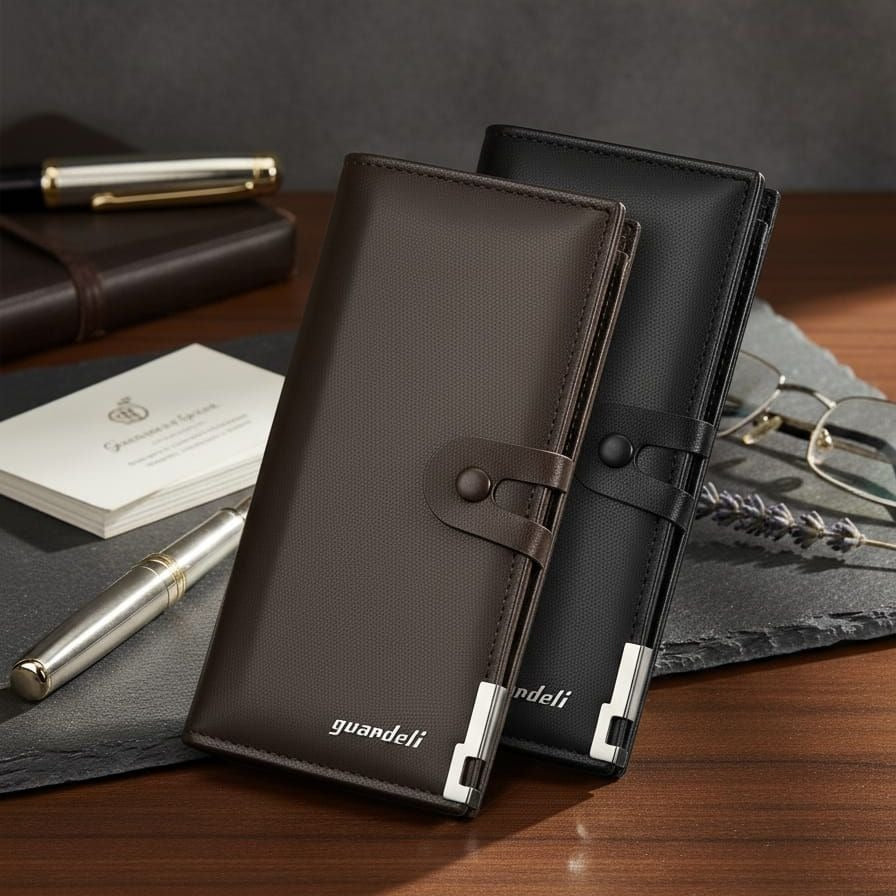 Premium Men's Long Wallet with Mobile Pocket | 10 Card Slots | Cash Pocket | Button Closure | - Black Rs 531