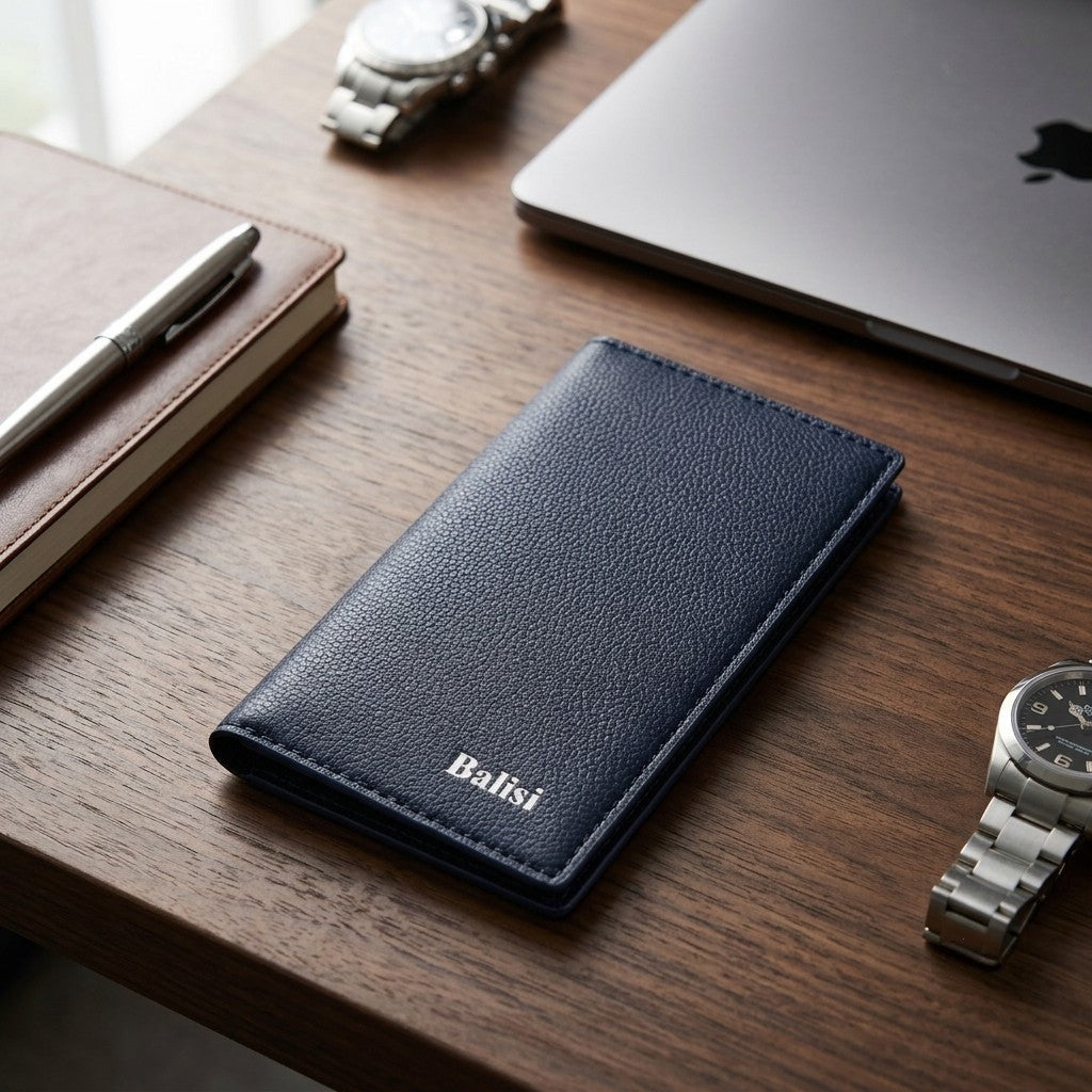 BALISI Bifold Wallet for Men & Women – 7 Card Slots, Dual Cash Compartments, Transparent ID Window, Slim Pocket Wallet - Black