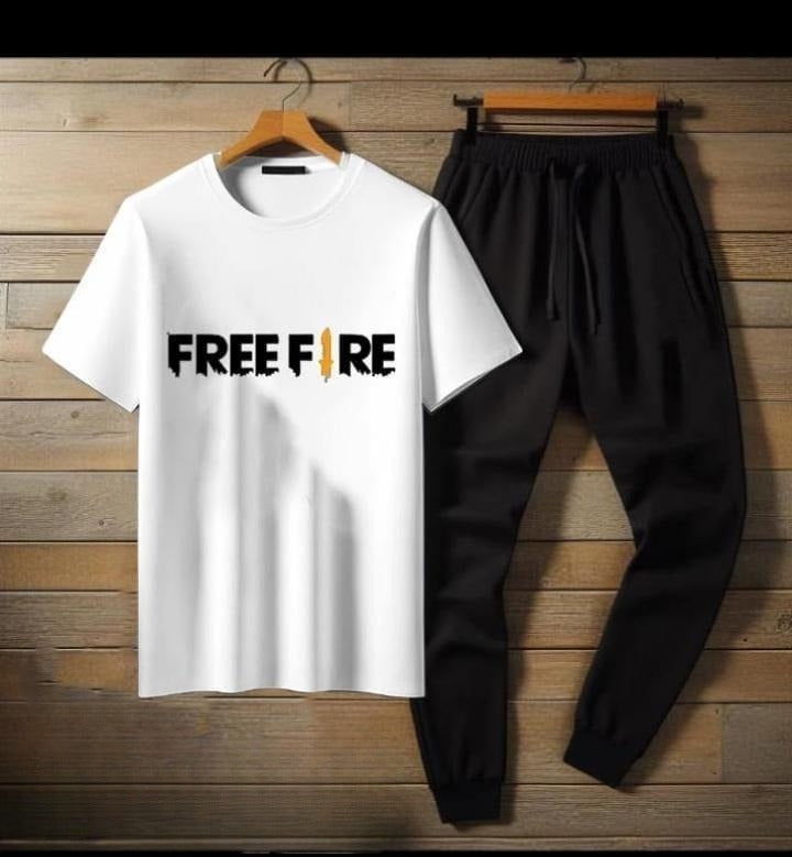 Premium Micro Men’s Tracksuit FreeFire Print – Comfortable Sportswear | Gym & Workout Suit - Extra Large, Black
