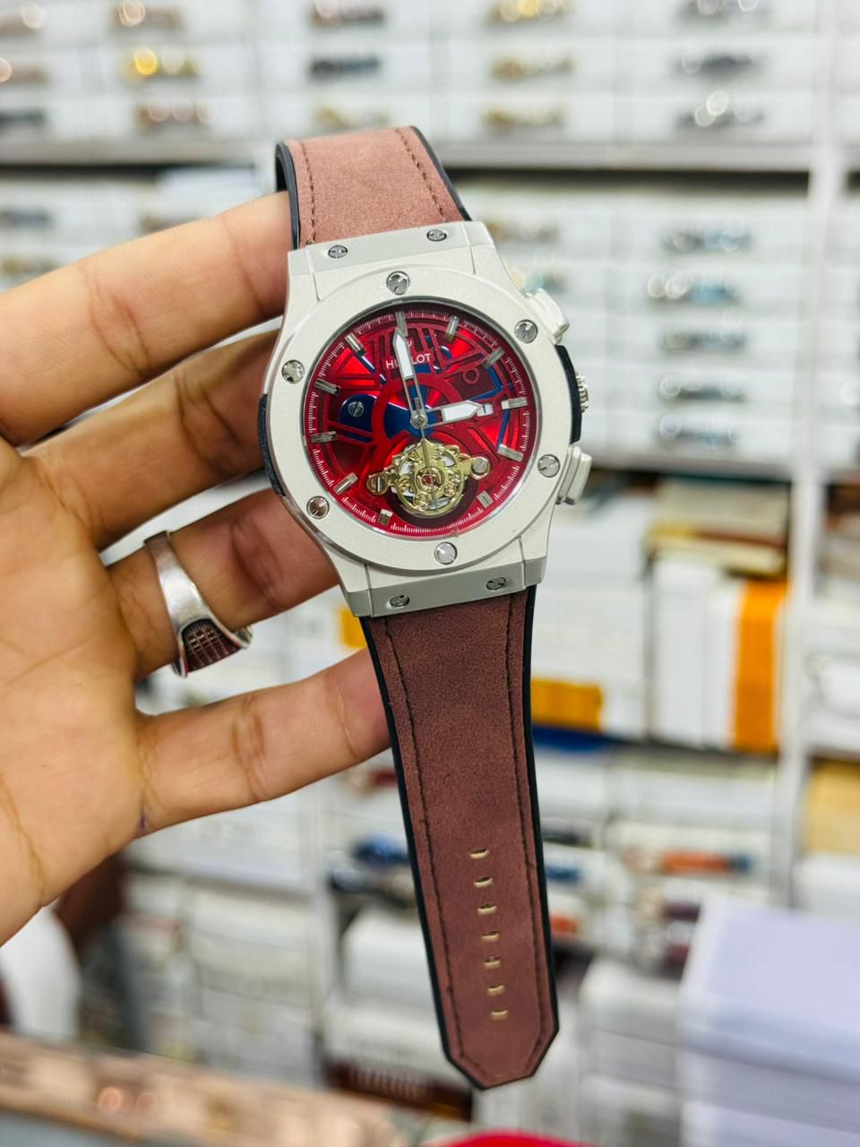 Luxury Automatic Mechanical Watch With Skeleton Dial Premium Quality 3ATM Water-Resistant 44mm Diameter Comfortable Leather Strap For Every Occasion - Black Strap
