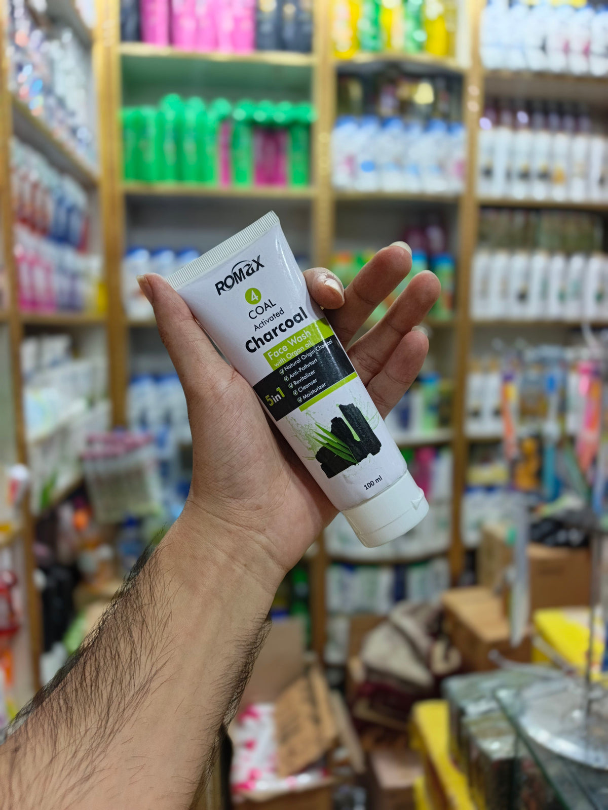 Romax Activated Charcoal 5 In 1 Face Wash 100ml Deep Cleansing Detoxifying Moisturizing Formula With Oats And Olive Oil