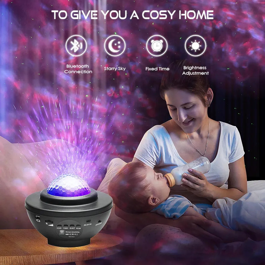 LED Night Light Starry Sky Projector with Bluetooth Speaker & Remote