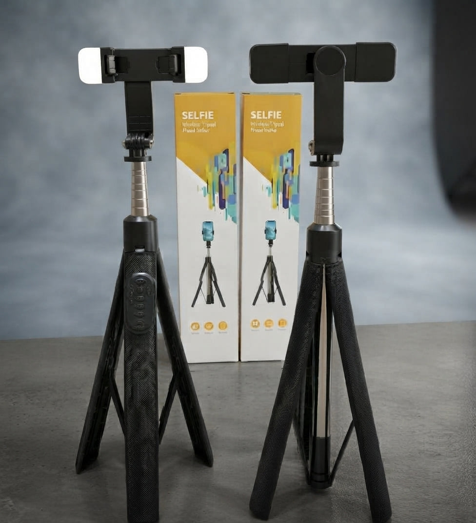 4 In 1 Selfie Stick Tripod With Bluetooth Remote Connection Mobile Holder
