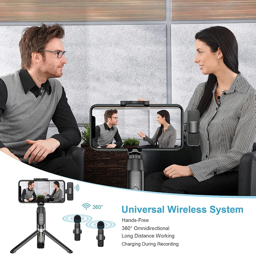 K9 Wireless Dual Lavalier Microphone System - Plug & Play for Vlogging & Live Streaming
