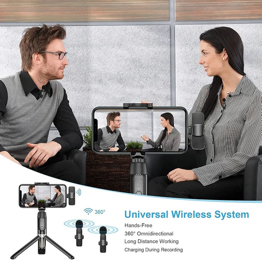 K9 Wireless Dual Lavalier Microphone System - Plug & Play for Vlogging & Live Streaming