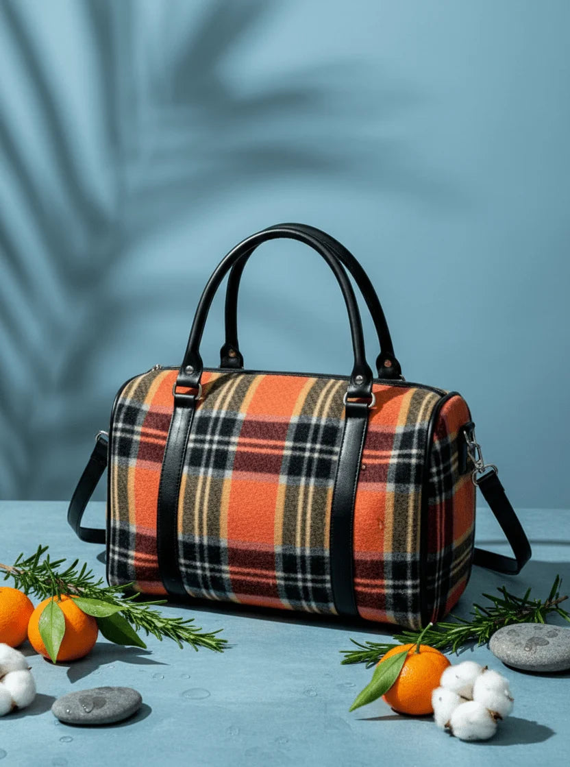 Autumn Plaid Fabric Handbag