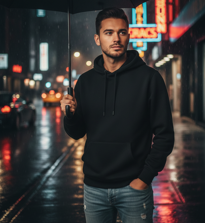 Black Polyester Hoodie – Warm, Soft & Stylish | Unisex Casual Wear for Winter & Everyday Comfort - Extra Large