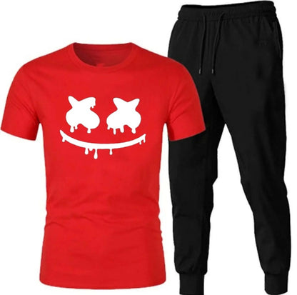 Premium Micro Men’s Tracksuit Smile Face Print – Comfortable Sportswear | Gym & Workout Suit - Extra Large, Black