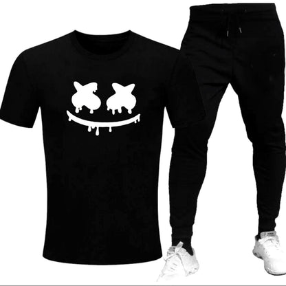Premium Micro Men’s Tracksuit Smile Face Print – Comfortable Sportswear | Gym & Workout Suit - Extra Large, Black