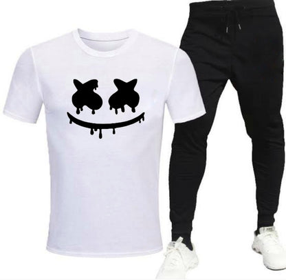 Premium Micro Men’s Tracksuit Smile Face Print – Comfortable Sportswear | Gym & Workout Suit - Extra Large, Black