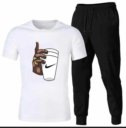 Premium Micro Men’s Tracksuit Cup Hand Print – Comfortable Sportswear | Gym & Workout Suit - Extra Large, Black