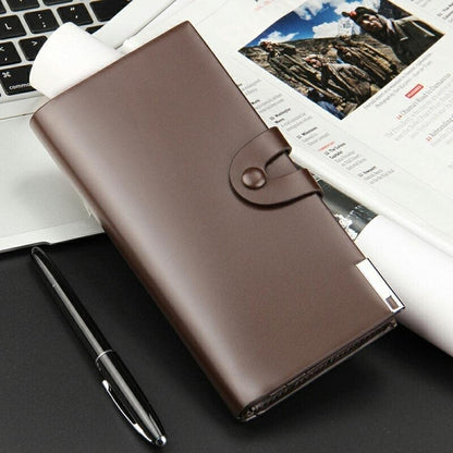 Premium Men's Long Wallet with Mobile Pocket | 10 Card Slots | Cash Pocket | Button Closure | - Black Rs 531