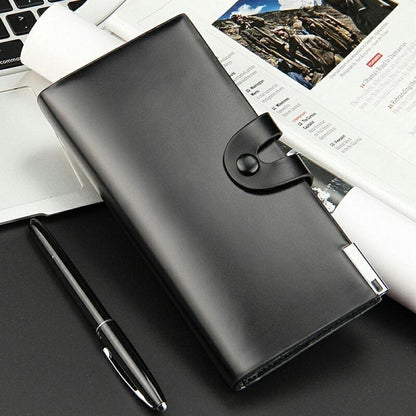 Premium Men's Long Wallet with Mobile Pocket | 10 Card Slots | Cash Pocket | Button Closure | - Black Rs 531