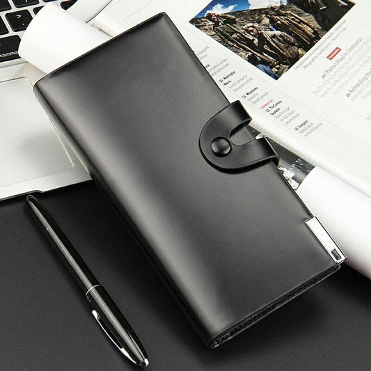 Premium Men's Long Wallet with Mobile Pocket | 10 Card Slots | Cash Pocket | Button Closure | - Black Rs 531