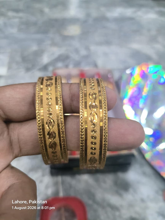Royal Mughal Filigree Gold Plated Bangles for Women – Set of 2 Bangles Only | Traditional Bridal & Party Wear Jewelry - L