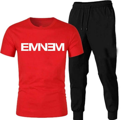 Premium Micro Men’s Tracksuit Emnem Print – Comfortable Sportswear | Gym & Workout Suit - Black, L