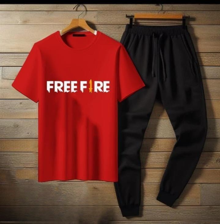 Premium Micro Men’s Tracksuit FreeFire Print – Comfortable Sportswear | Gym & Workout Suit - Extra Large, Black