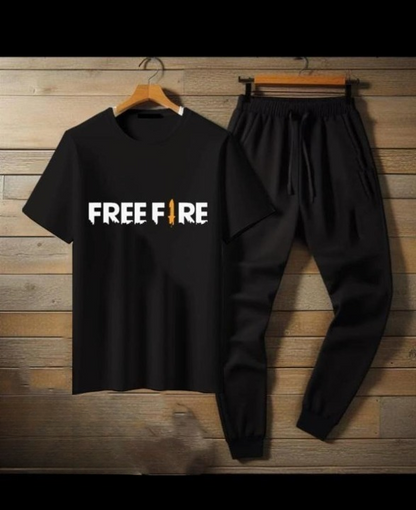 Premium Micro Men’s Tracksuit FreeFire Print – Comfortable Sportswear | Gym & Workout Suit - Extra Large, Black
