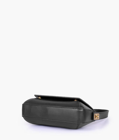 Elegant Flap Shoulder Purse - Black