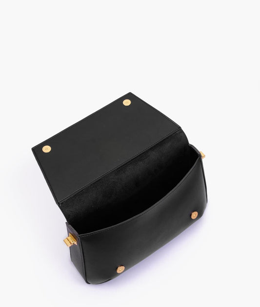 Elegant Flap Shoulder Purse - Black