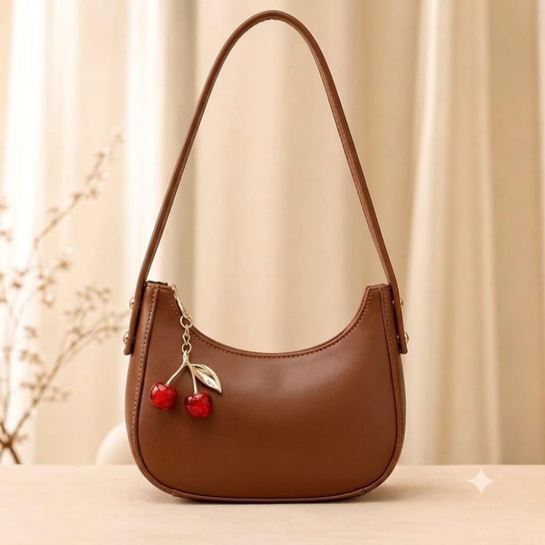 Cherry Charm Shoulder Purse Stylish Compact Durable Fashion Accessory Practical Choice For Daily Use Office College And Casual Outings - Black