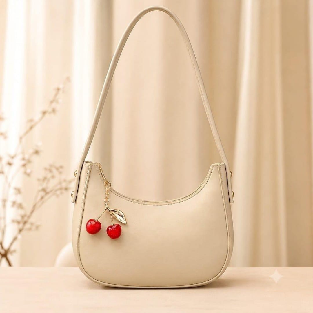 Cherry Charm Shoulder Purse Stylish Compact Durable Fashion Accessory Practical Choice For Daily Use Office College And Casual Outings - Black