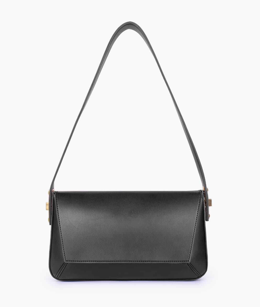 Elegant Flap Shoulder Purse - Black