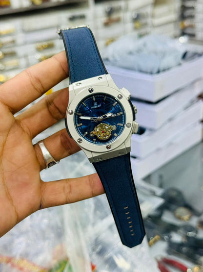 Luxury Automatic Mechanical Watch With Skeleton Dial Premium Quality 3ATM Water-Resistant 44mm Diameter Comfortable Leather Strap For Every Occasion - Black Strap
