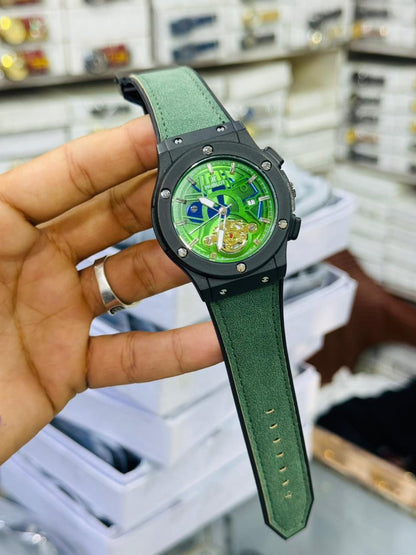 Luxury Automatic Mechanical Watch With Skeleton Dial Premium Quality 3ATM Water-Resistant 44mm Diameter Comfortable Leather Strap For Every Occasion - Black Strap