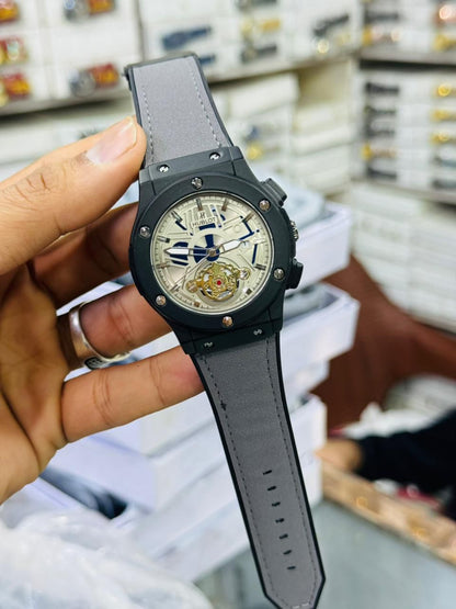 Luxury Automatic Mechanical Watch With Skeleton Dial Premium Quality 3ATM Water-Resistant 44mm Diameter Comfortable Leather Strap For Every Occasion - Black Strap