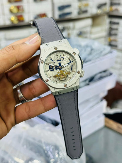 Luxury Automatic Mechanical Watch With Skeleton Dial Premium Quality 3ATM Water-Resistant 44mm Diameter Comfortable Leather Strap For Every Occasion - Black Strap