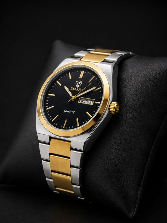 Dearno Premium Quartz Men's Watch Day And Date Display - Timepiece Designed For Wristwear And Daily Timekeeping Routine - Black