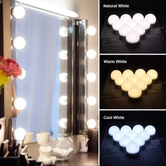 10 Bulb Vanity Mirror LED Light Kit - 3 Modes, USB Operated