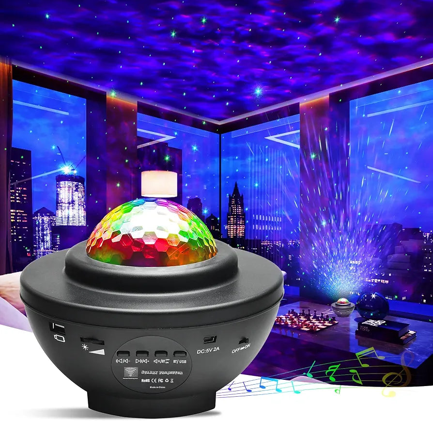 LED Night Light Starry Sky Projector with Bluetooth Speaker & Remote