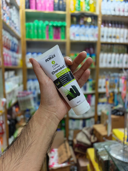 Romax Activated Charcoal 5 In 1 Face Wash 100ml Deep Cleansing Detoxifying Moisturizing Formula With Oats And Olive Oil