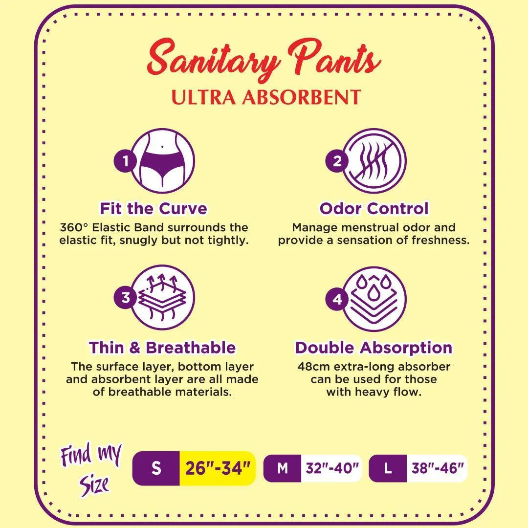 EziPants Disposable Period Panty – Premium Quality Ultra Absorbent Sanitary Pants, Leak-Proof & Comfortable Period Underwear, 10 Pcs Packet - Large