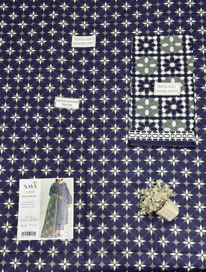 Saya Unstitched Printed Lawn 3 Piece - Clothing Accessory Designed For Wardrobe Enhancement And Daily Fashion Routine