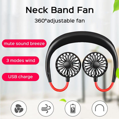 360° Adjustment USB Portable Hands-Free Neck Fan (Random color)