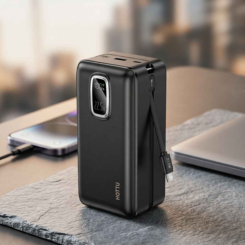 Hottu ht49 Power Stack 50000mAh 22.5w Fast Charging Bank with Built-in Cables