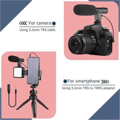 AY-49 Multi-Functional Portable Vlogger Kit with Mic, LED Light & Tripod Stand with Remote