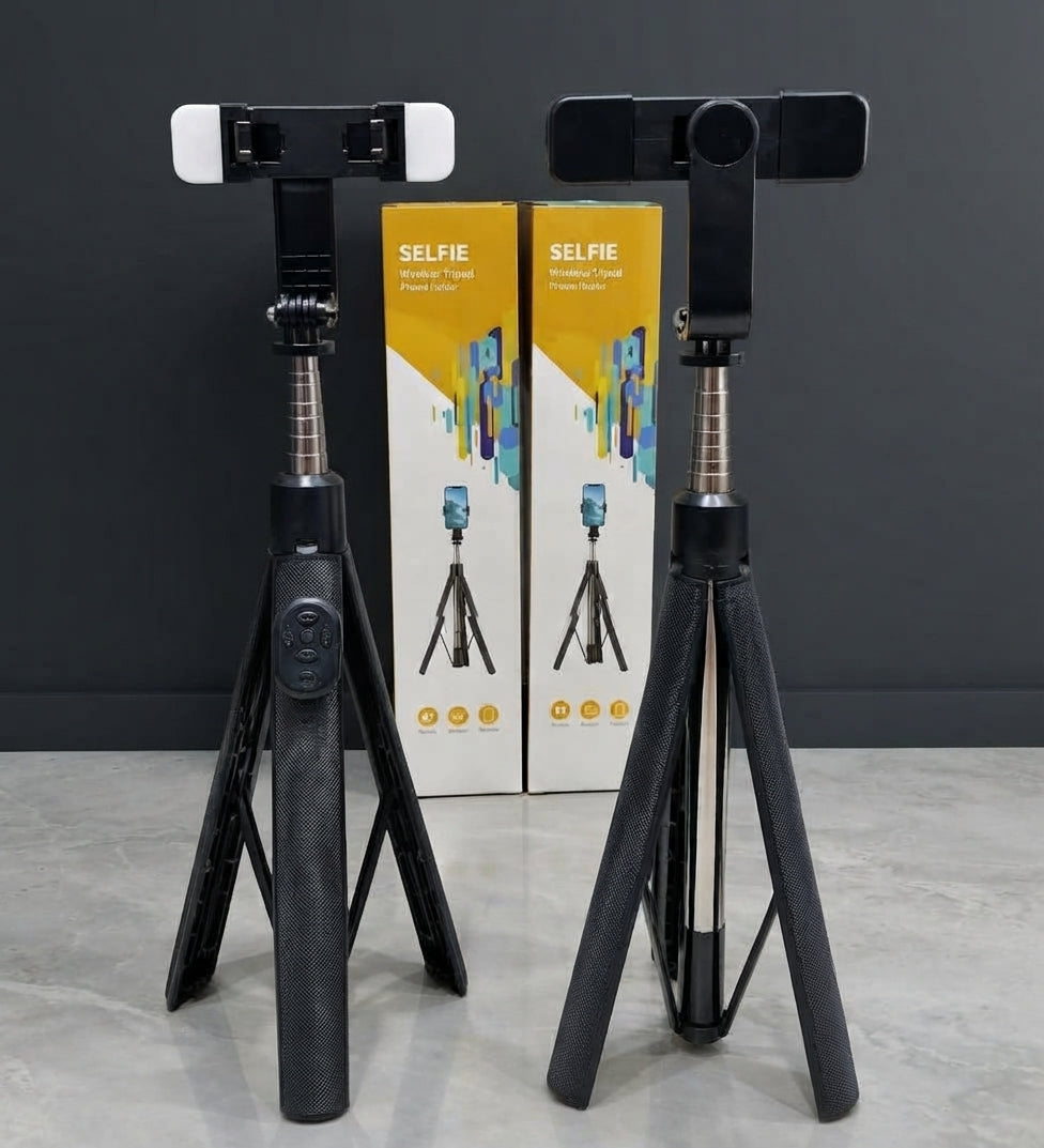 4 In 1 Selfie Stick Tripod With Bluetooth Remote Connection Mobile Holder