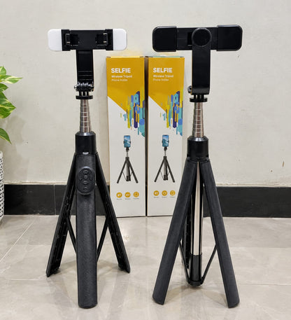 4 In 1 Selfie Stick Tripod With Bluetooth Remote Connection Mobile Holder