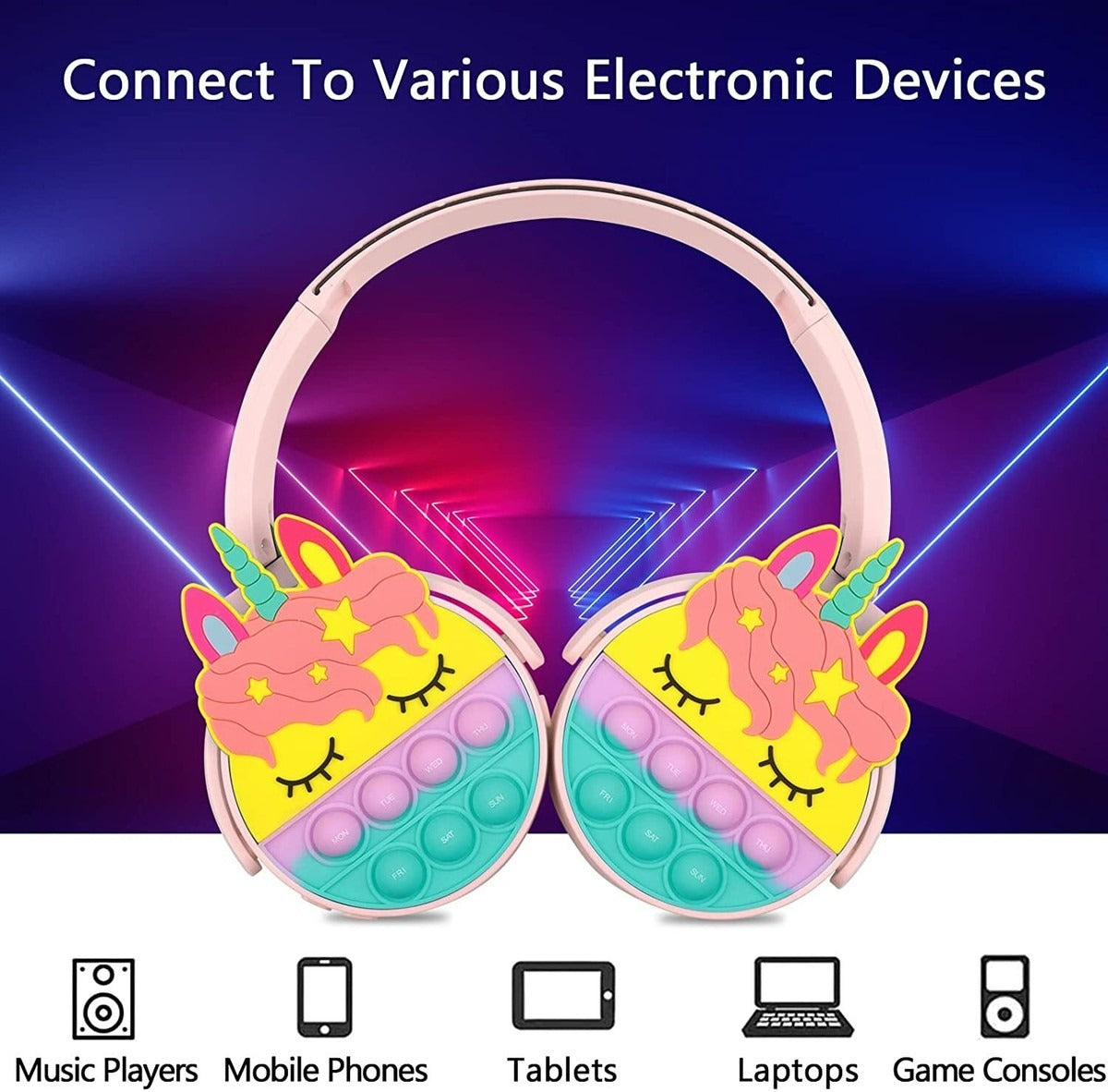 Unicorn Cute Pop-It Headphones | Random Color