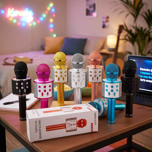 WS-858 Wireless Bluetooth Karaoke Microphone With Integrated Speaker Rechargeable Battery | Random Color